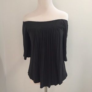 Dark gray American eagle off the shoulder top